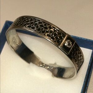 Coach Signature C Silver Bangle Bracelet